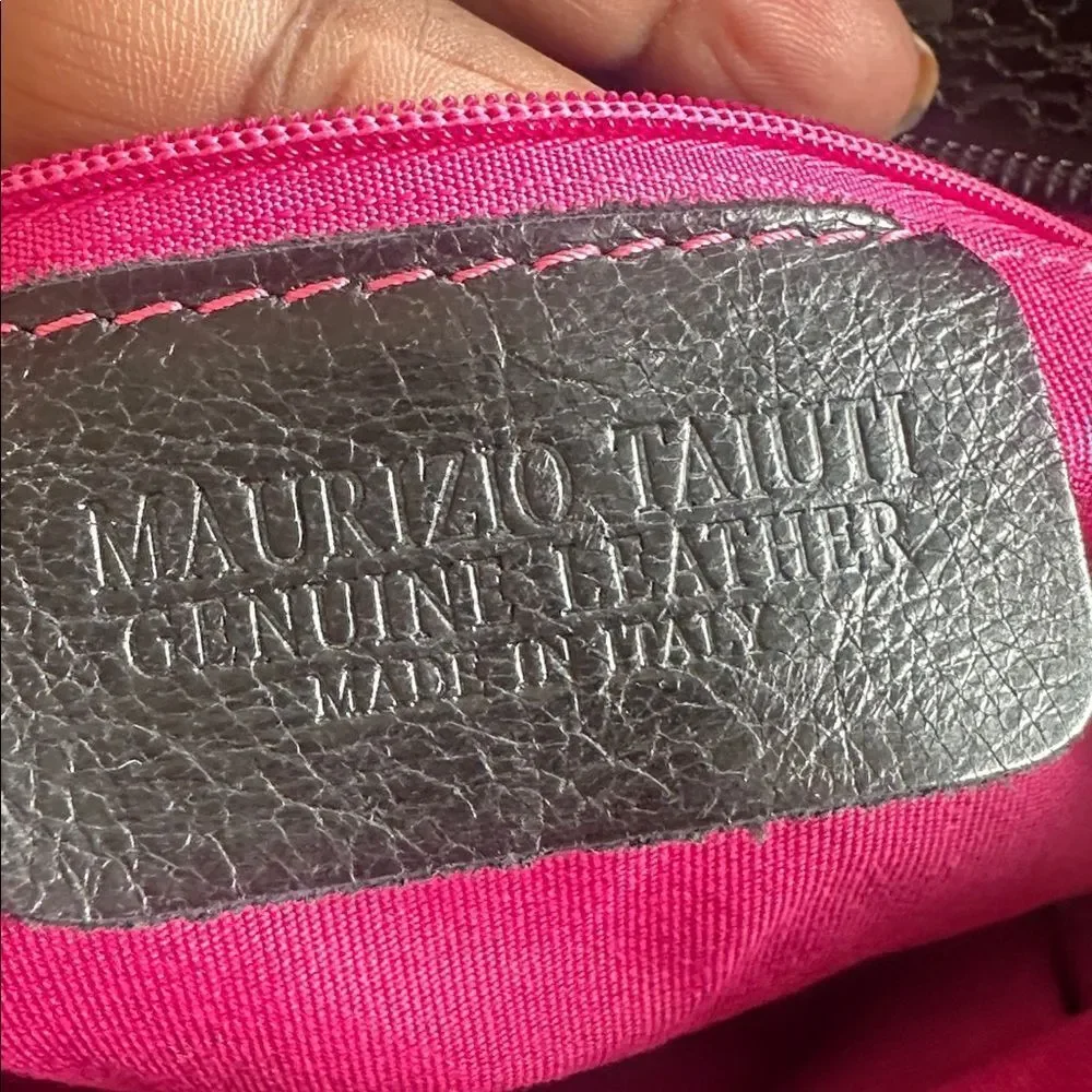 MAURIZIO TAIUTI BLACK LEATHER SNAKESKIN CLUTCH BAG